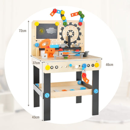 Wooden Kids Workbench with Blackboard & 81 Accessories
