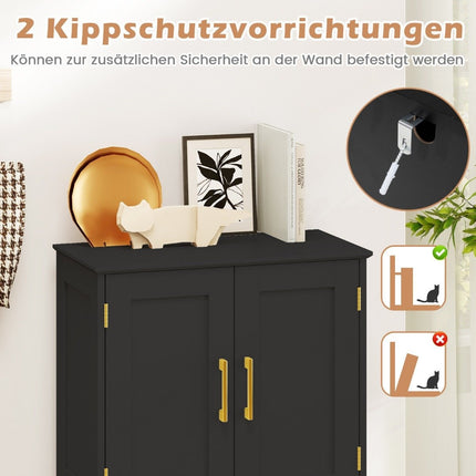 Wooden Kitchen Pantry Cabinet with 4 Doors & Adjustable Shelves