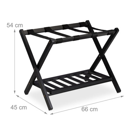 Wooden Luggage Stand with Shelf – Set of 2