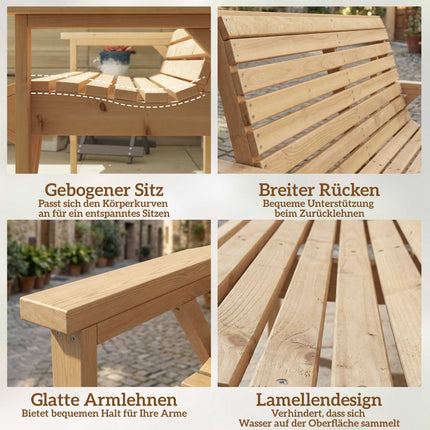 Wooden Outdoor Bench, Weatherproof, 260kg Capacity