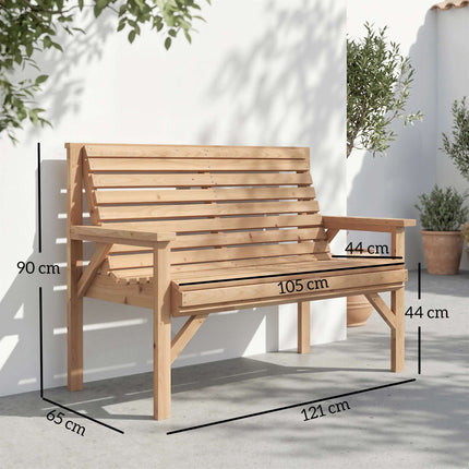 Wooden Outdoor Bench, Weatherproof, 260kg Capacity