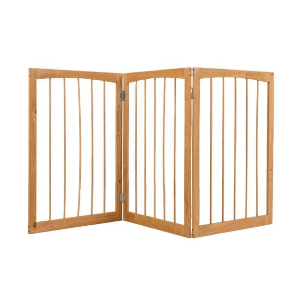 Wooden Pet Gate, 3-Panel Foldable Freestanding, 76 cm