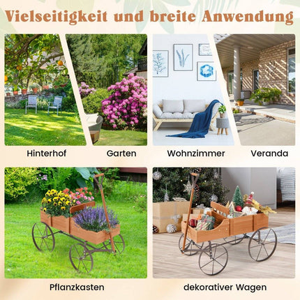 Wooden Plant Cart with Wheels, 62x34x60 cm, Orange