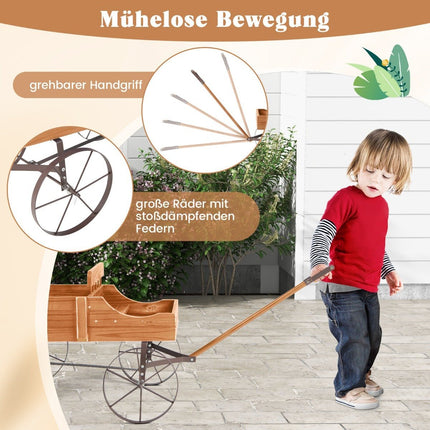 Wooden Plant Cart with Wheels, 62x34x60 cm, Orange