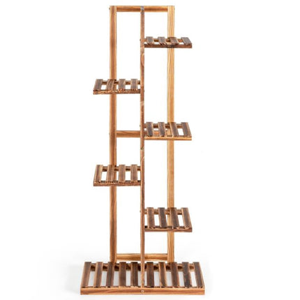 Wooden Plant Stand, 6-Tier Pine Rack With Wall Mount