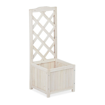 Wooden Planter Box With Trellis, White – Climbing Plants