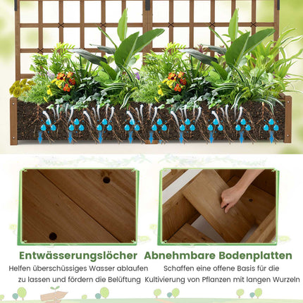 Wooden Planter Box with Trellis & Roof for Climbing Plants