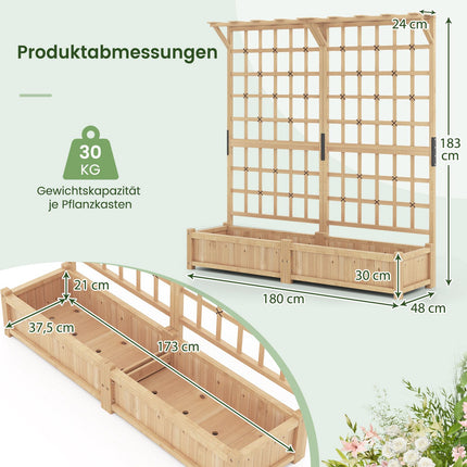 Wooden Planter Box with Trellis & Roof for Climbing Plants