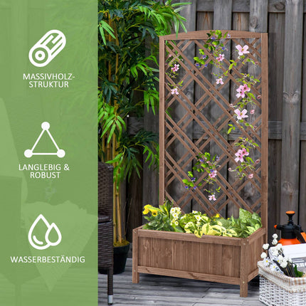 Wooden Planter Flower Stand With Trellis, Yellow, 60x30x123 Cm