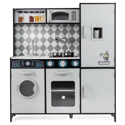 Wooden Play Kitchen Set with Ice Maker and Oven