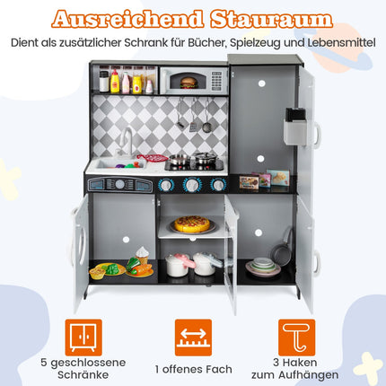 Wooden Play Kitchen Set with Ice Maker and Oven