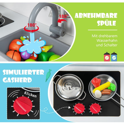 Wooden Play Kitchen Set with Microwave, 18 Accessories