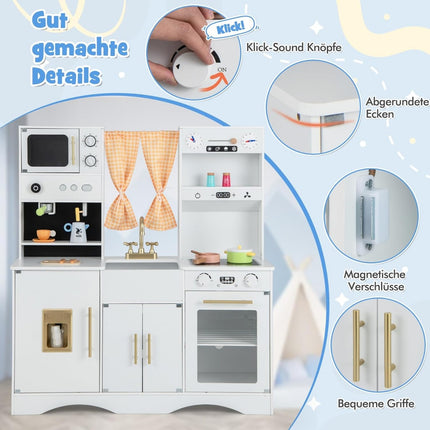 Wooden Play Kitchen Set with Microwave and Accessories