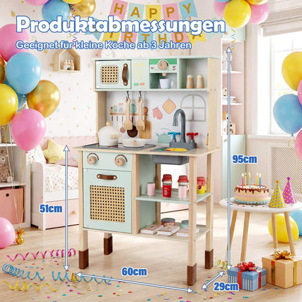 Wooden Play Kitchen for Kids with Light & Sound, Green