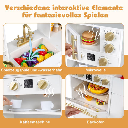 Wooden Play Kitchen with Stove, Sink, Light & Sound