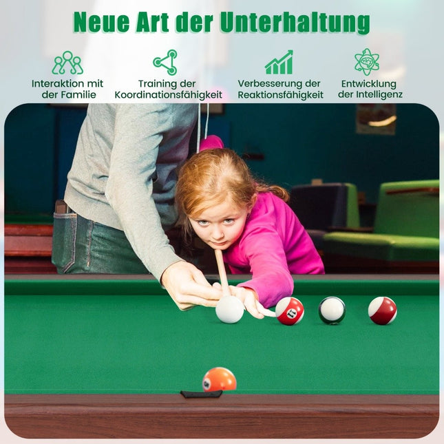 Houten pooltafel met accessoires, 122 cm - Groen vilt