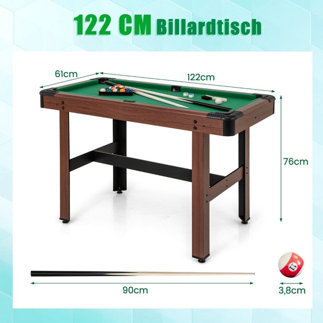 Houten pooltafel met accessoires, 122 cm - Groen vilt