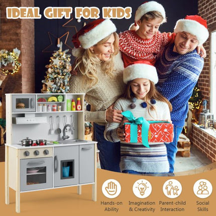 Wooden Pretend Play Kitchen Set With Sink, White
