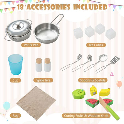 Wooden Pretend Play Kitchen Set With Sink, White