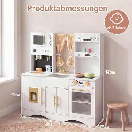 Wooden Pretend Play Kitchen Set with Microwave & Coffee Maker