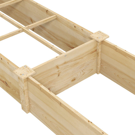 Large wooden raised garden bed, 2 compartments, 237x60x25cm