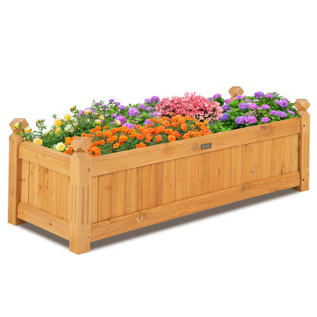 Wooden Raised Garden Bed 110 x 40 x 35 cm, Drainage