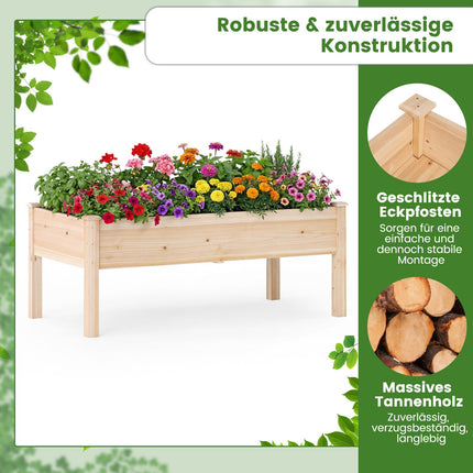 Wooden Raised Garden Bed Set with Drainage Holes, 122x62 cm