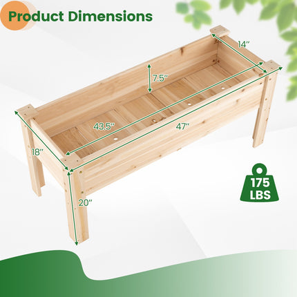 Wooden Raised Garden Bed with Legs and Drainage Holes