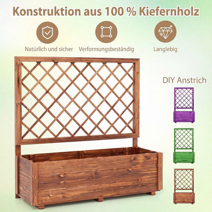 Wooden Raised Garden Bed with Trellis, 39"x14"x40"
