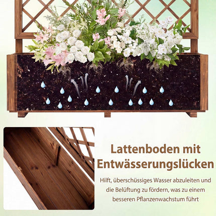 Wooden Raised Garden Bed with Trellis, 39"x14"x40"