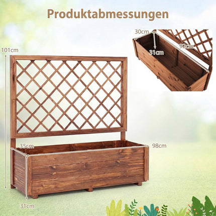 Wooden Raised Garden Bed with Trellis, 39"x14"x40"