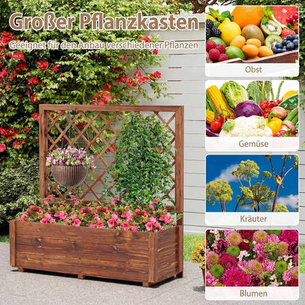 Wooden Raised Garden Bed with Trellis, 39"x14"x40"
