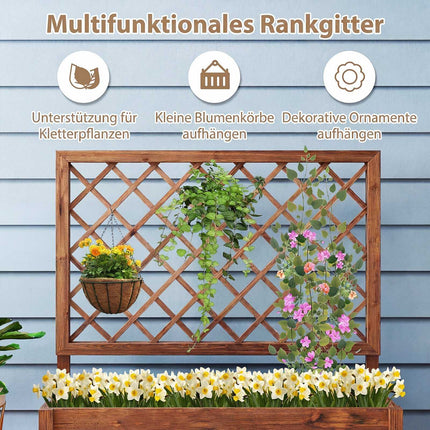 Wooden Raised Garden Bed with Trellis, 39"x14"x40"