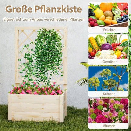 Wooden Raised Garden Bed with Trellis, 58x35x101 cm