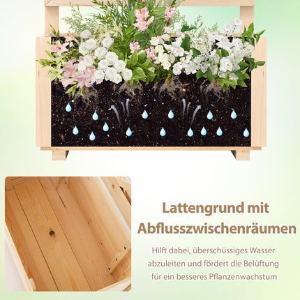 Wooden Raised Garden Bed with Trellis, 58x35x101 cm