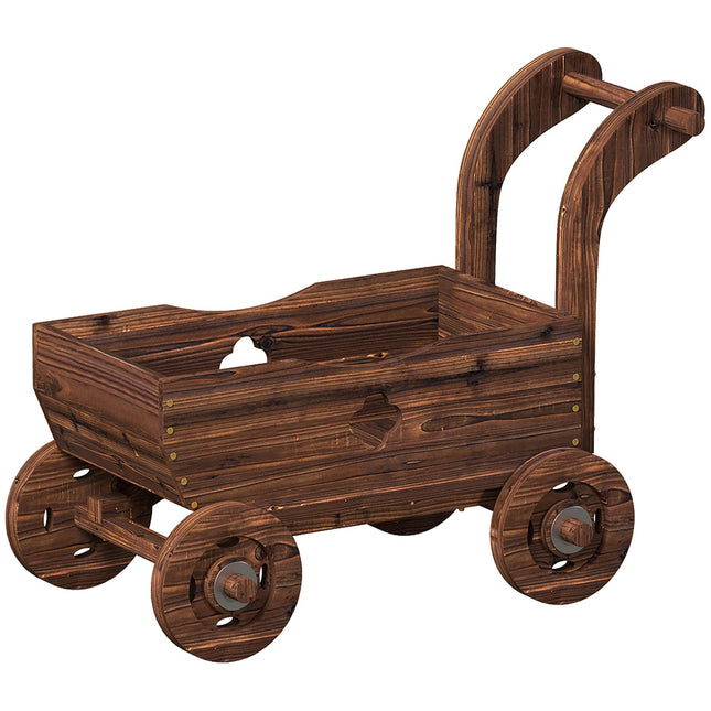Wooden Raised Planter Cart with Wheels – 68 x 38 x 52 cm