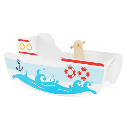 Wooden Rocking Boat with 40 Swing & Backrest