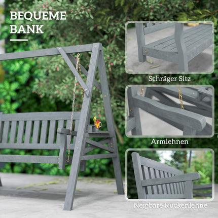 Wooden Rocking Chair for 2, Ergonomic, Grey, 250kg Capacity