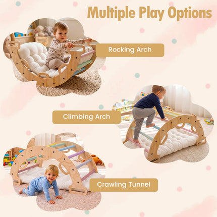 Wooden Rocking Climbing Arch with Cushion – Montessori Kids Climber