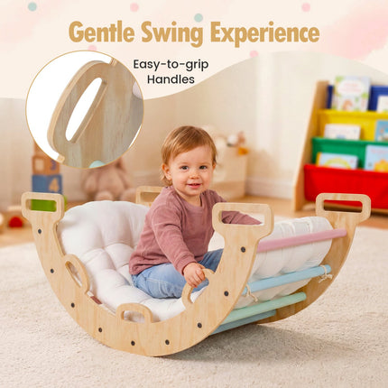 Wooden Rocking Climbing Arch with Cushion – Montessori Kids Climber