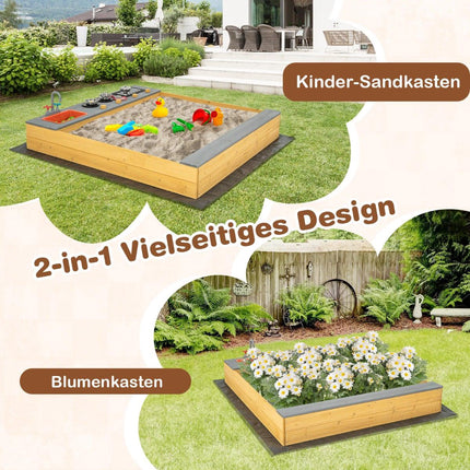 Wooden Sandbox with Kitchen Accessories & Bench Seat