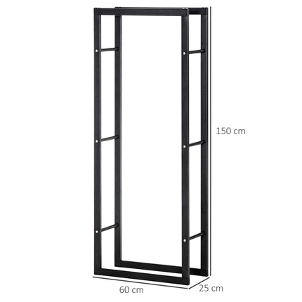 Vertical wooden shelf, capacity 100 kg, metal frame, 60x25x150 cm