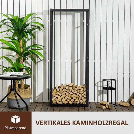 Vertical wooden shelf, capacity 100 kg, metal frame, 60x25x150 cm