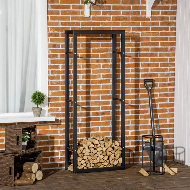 Vertical wooden shelf, capacity 100 kg, metal frame, 60x25x150 cm