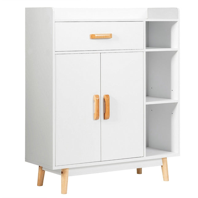 Wooden Sideboard with Drawer and Adjustable Shelves