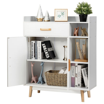 Wooden Sideboard with Drawer and Adjustable Shelves