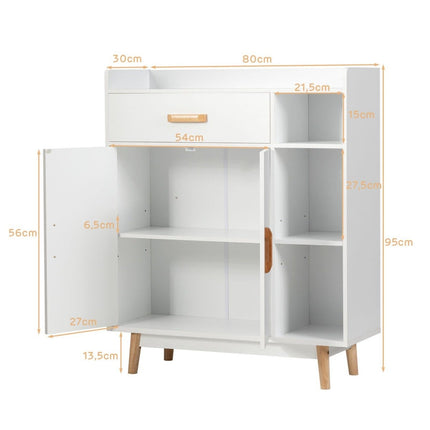 Wooden Sideboard with Drawer and Adjustable Shelves