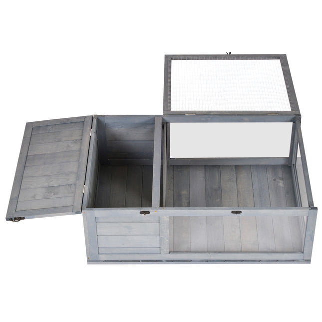 Wooden Tortoise House with Hinged Roof, 91x60.5x32 cm, Grey