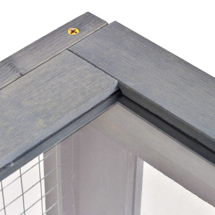 Wooden Tortoise House with Hinged Roof, 91x60.5x32 cm, Grey