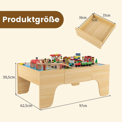 Wooden Train Table Set with Reversible Top, 84 Pieces
